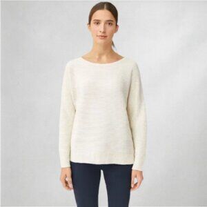 J. Crew Knit Ribbed Womens Sweater S Ivory Boat Neck Long Sleeve Casual